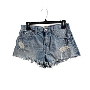 Hollister Light Wash Distressed Jean Shorts Size 5 High Rise